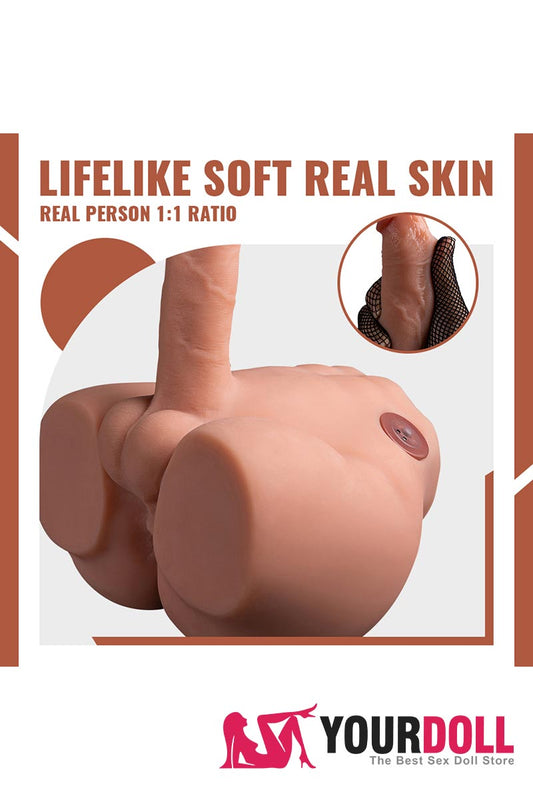 24cm (9.9″) Male Sex Doll Torso Pear with Vibrating Dildo, In Stock