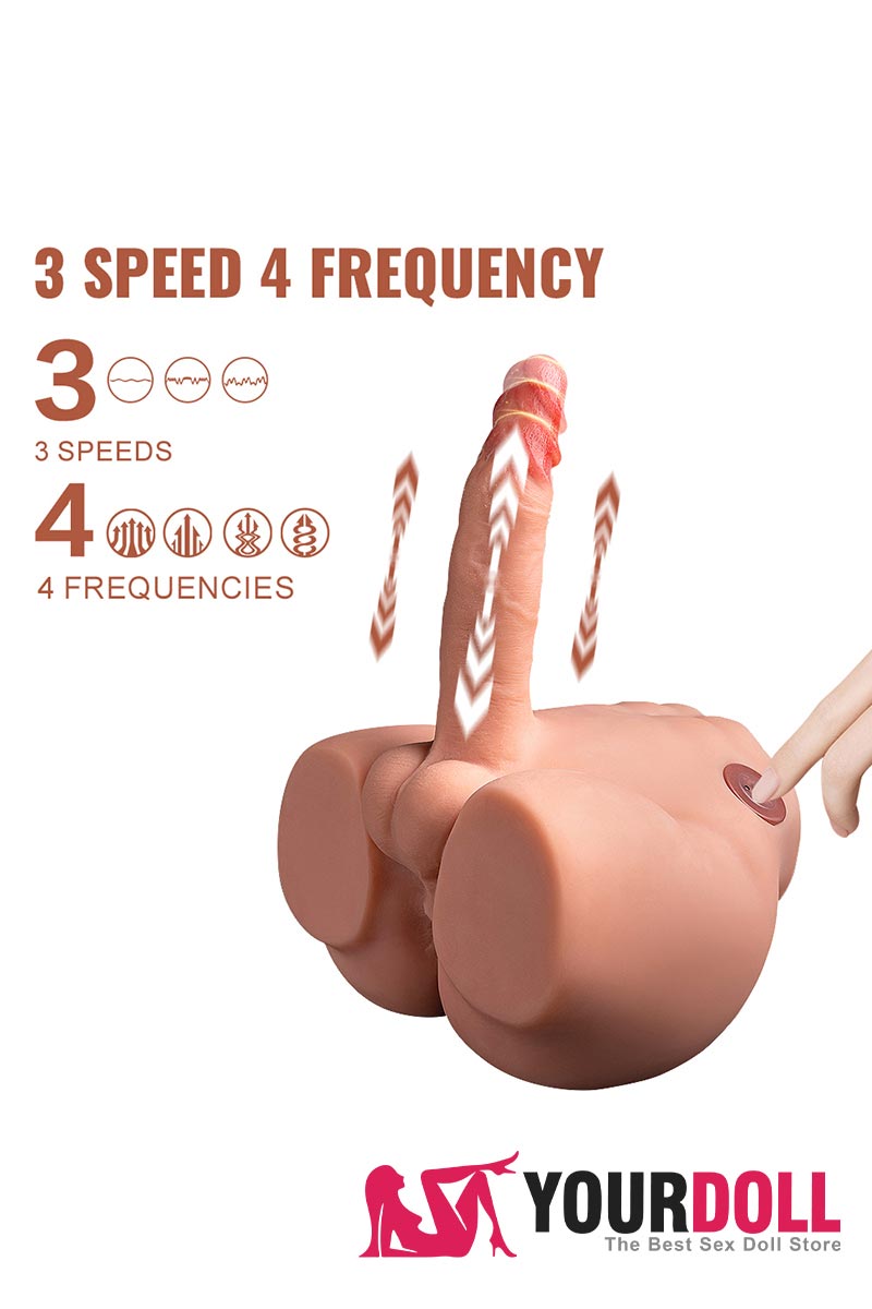 24cm (9.9″) Male Sex Doll Torso Pear with Vibrating Dildo, In Stock