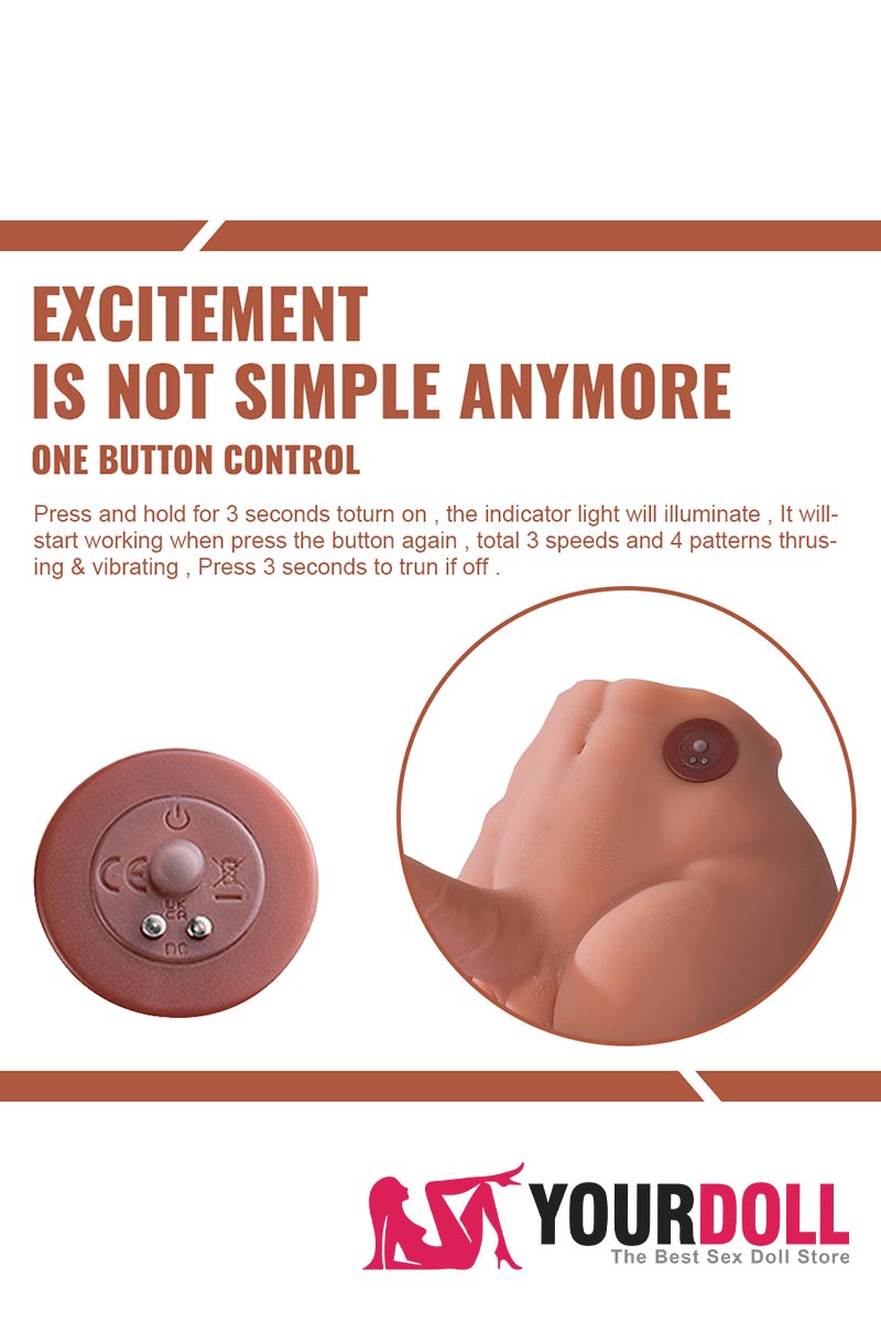 24cm (9.9″) Male Sex Doll Torso Pear with Vibrating Dildo, In Stock